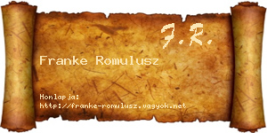 Franke Romulusz névjegykártya